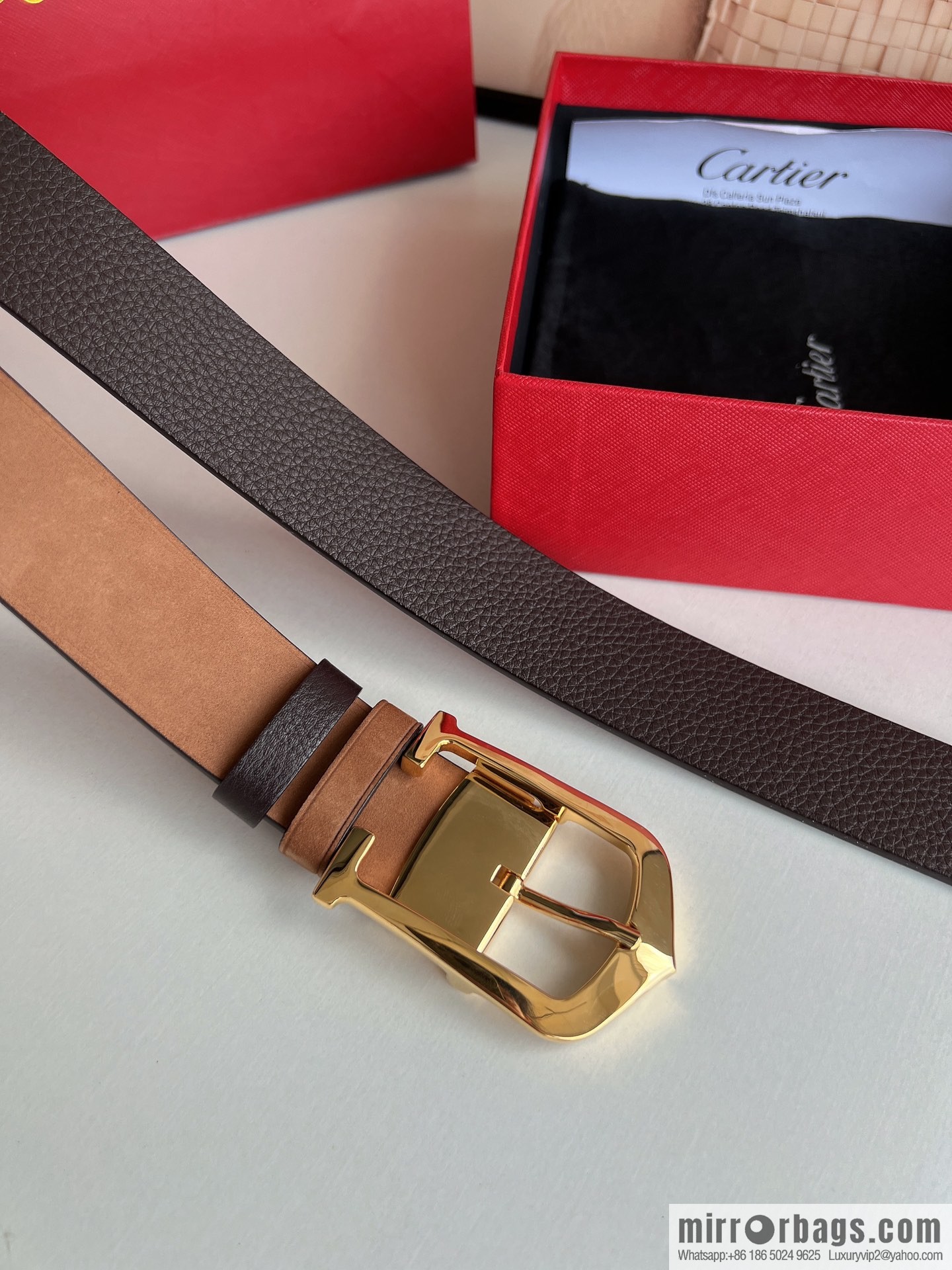 Cartier Cartier 3.5cm exquisite pin buckle with imported first-layer cowhide belt