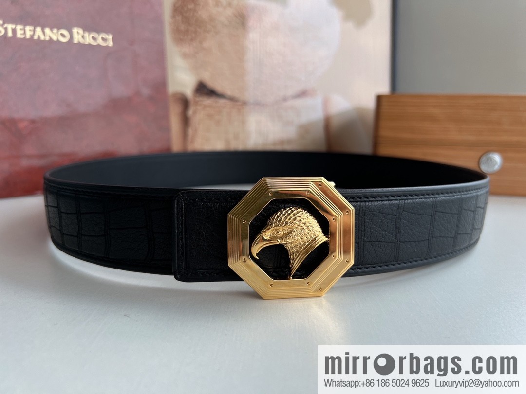 Stefano. Ricci Stephen, stainless steel hand-carved craft eagle head men's 4.0cm belt