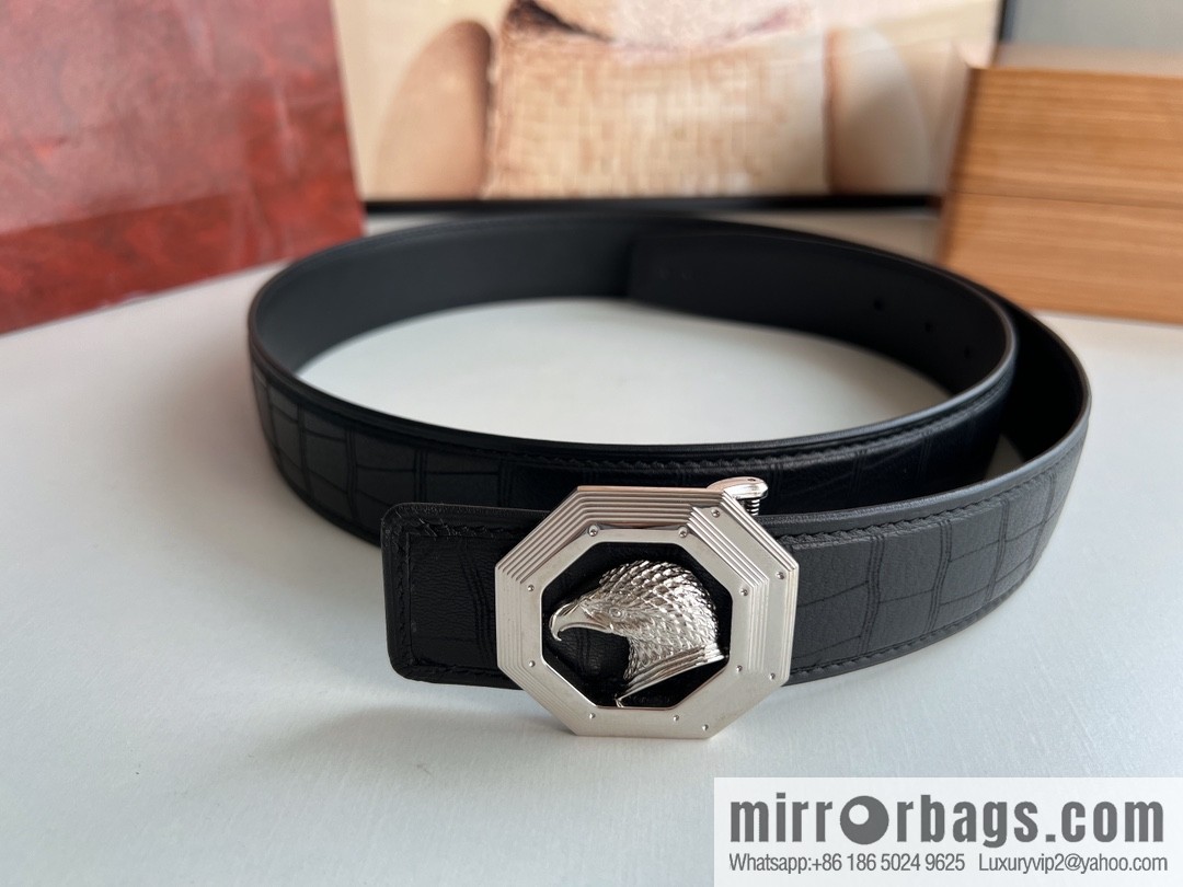 Stefano. Ricci Stephen, stainless steel hand-carved craft eagle head men's 4.0cm belt