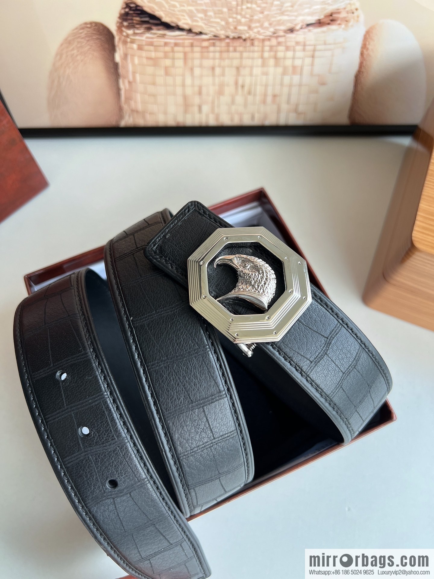 Stefano. Ricci Stephen, stainless steel hand-carved craft eagle head men's 4.0cm belt