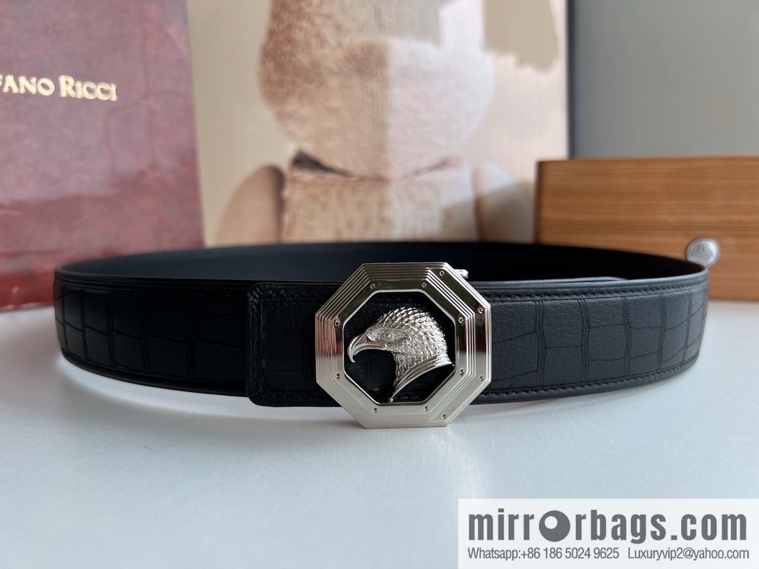 Stefano. Ricci Stephen, stainless steel hand-carved craft eagle head men's 4.0cm belt