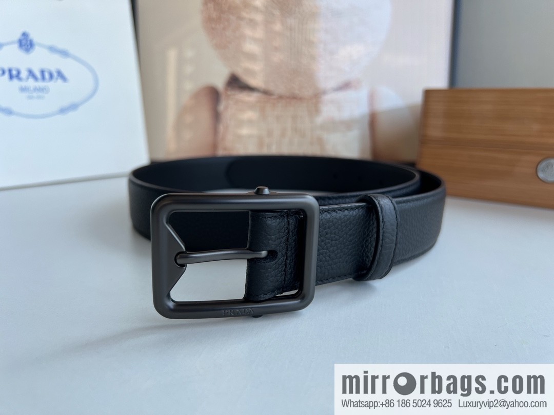 PRADA/PRADA, cowhide double-sided color scheme men's 3.5cm belt
