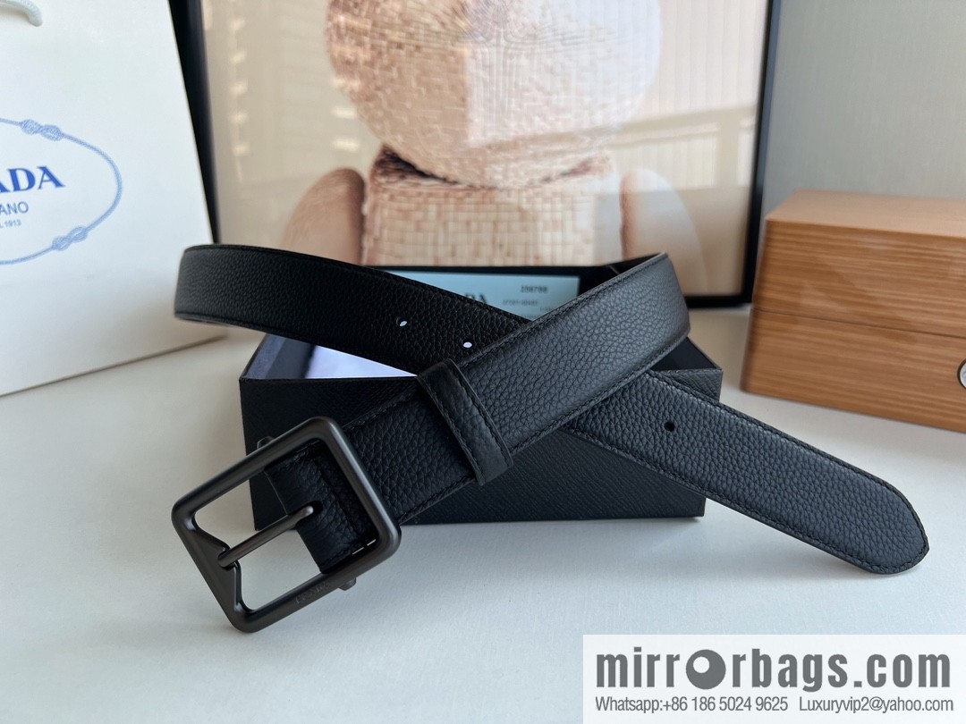 PRADA/PRADA, cowhide double-sided color scheme men's 3.5cm belt