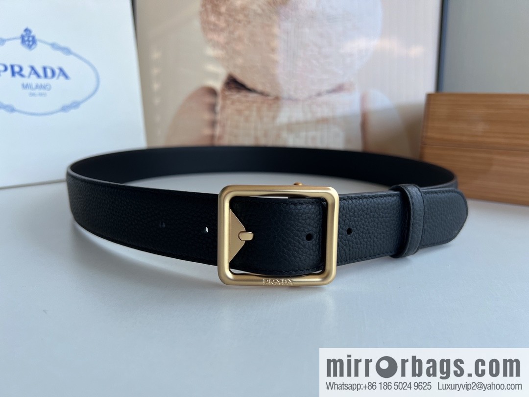 PRADA/PRADA, cowhide double-sided color scheme men's 3.5cm belt