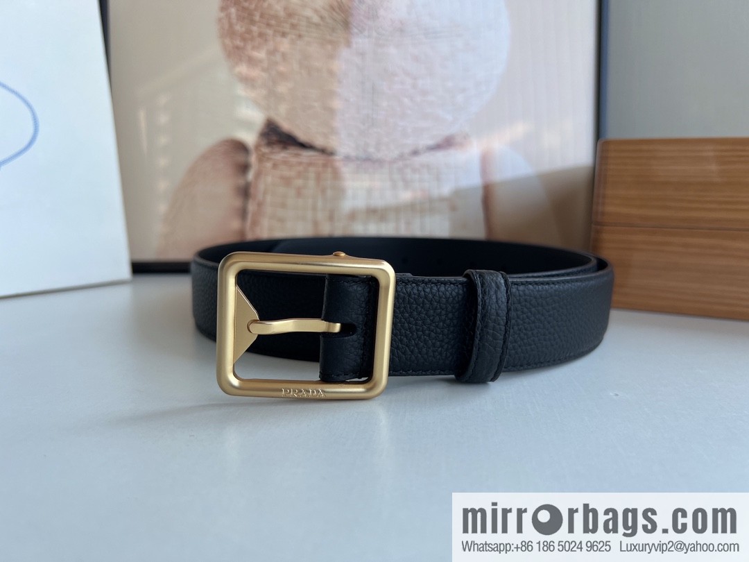 PRADA/PRADA, cowhide double-sided color scheme men's 3.5cm belt