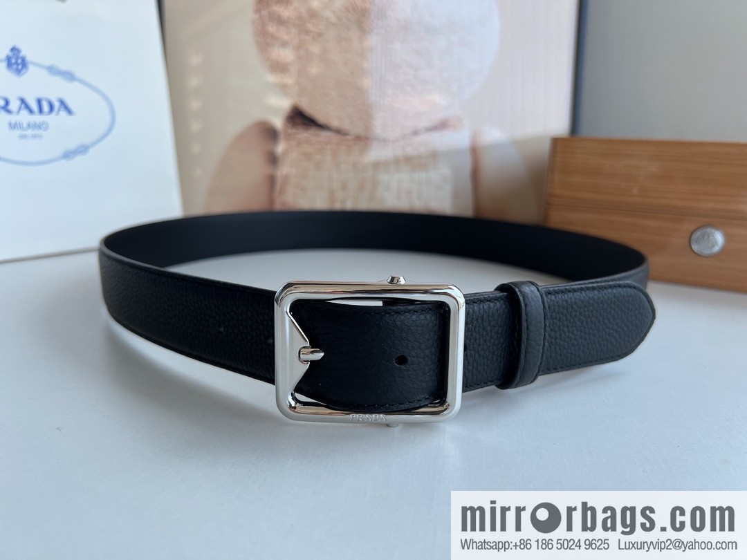 PRADA/PRADA, cowhide double-sided color scheme men's 3.5cm belt