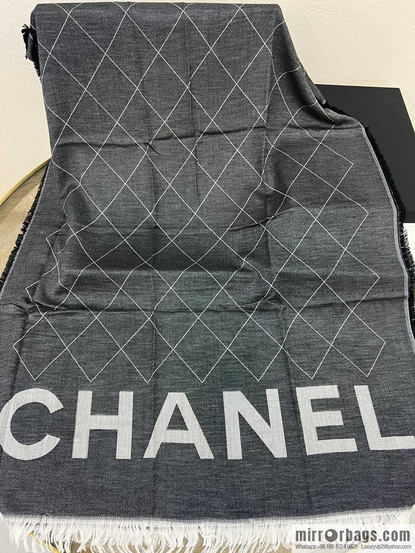 CHANEL Chanel double C letter rhombus cashmere scarf