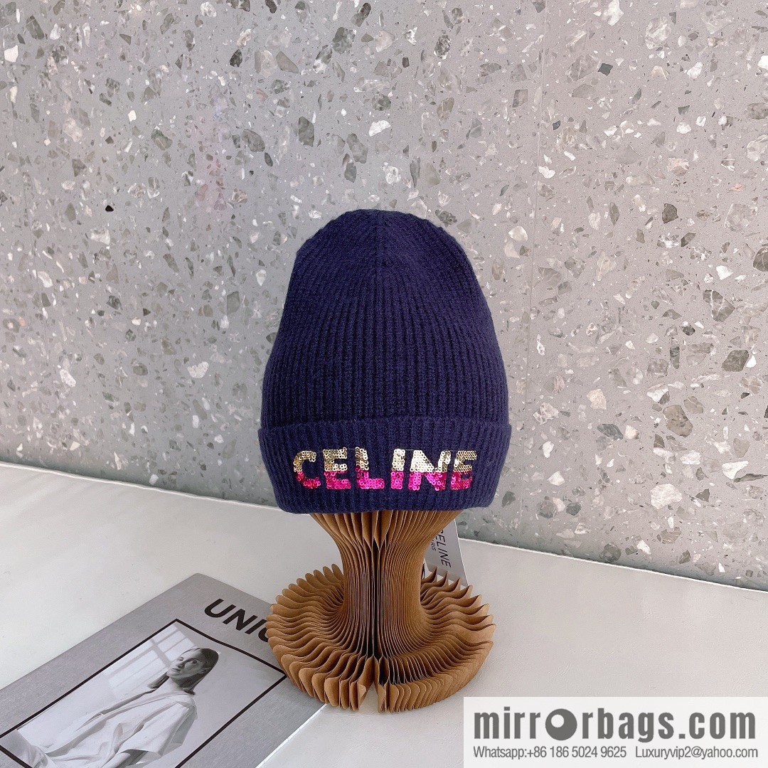 CHANEL CHANEL sequined alphabet knitted wool hat