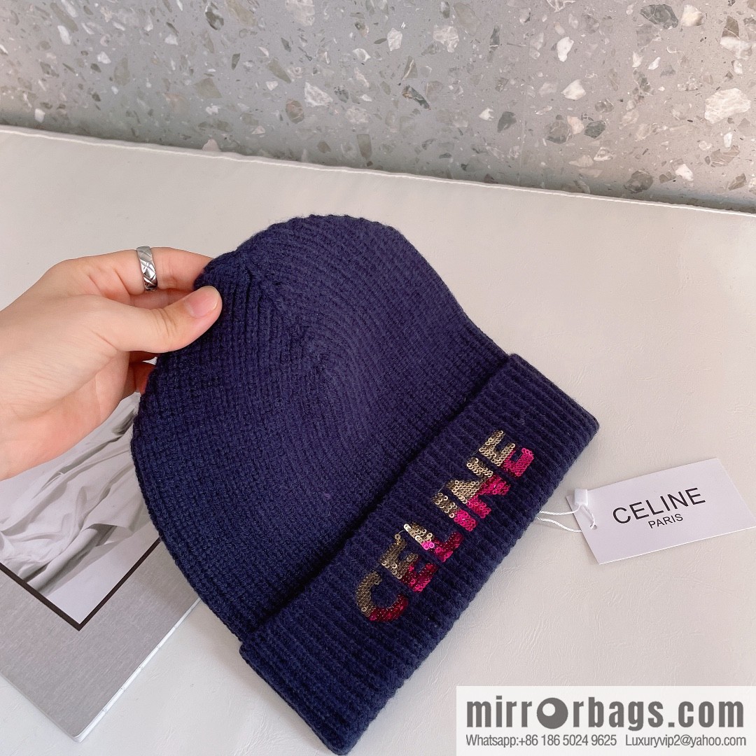 CHANEL CHANEL sequined alphabet knitted wool hat