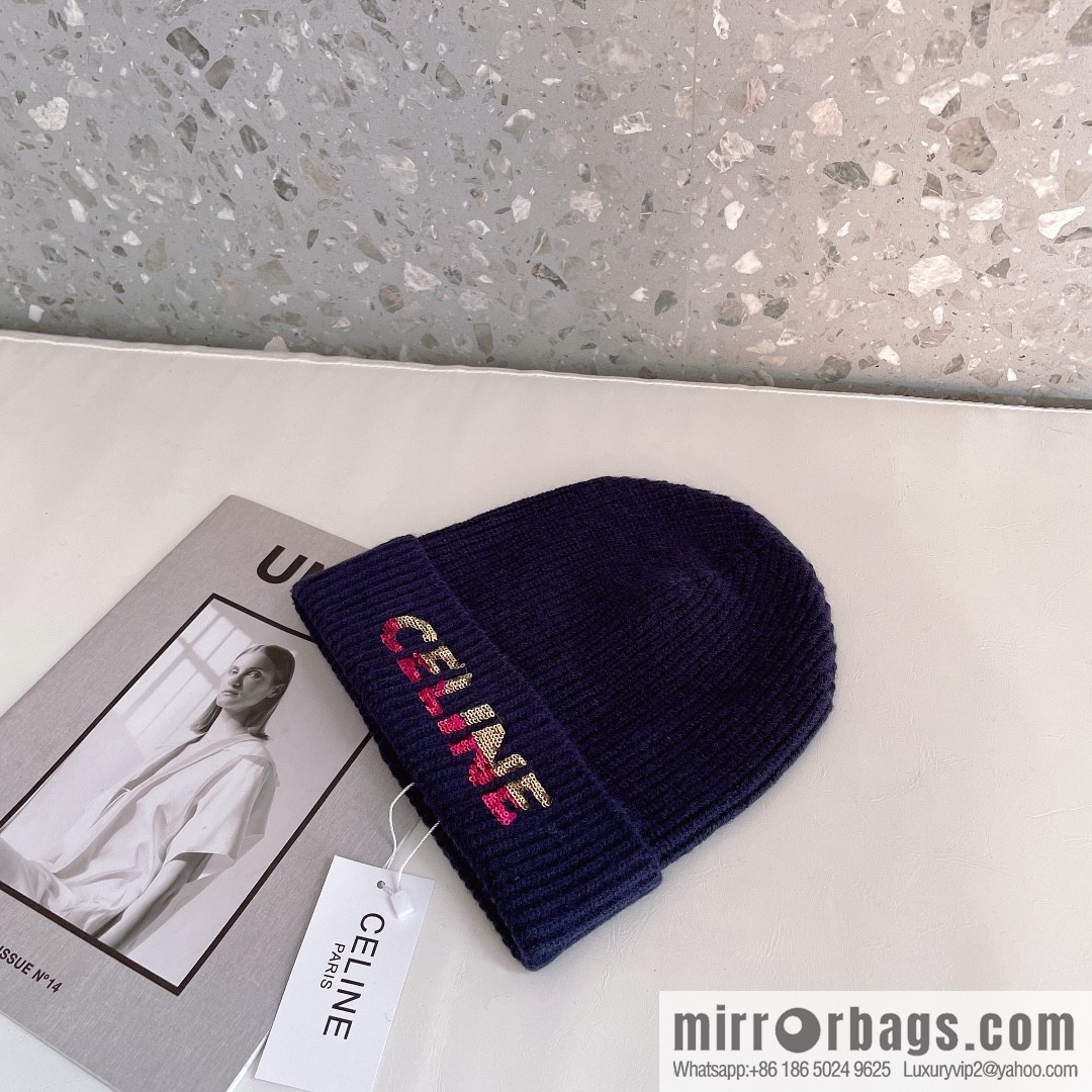 CHANEL CHANEL sequined alphabet knitted wool hat