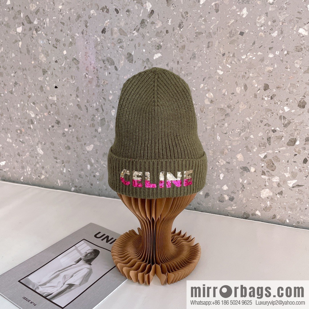 CHANEL CHANEL sequined alphabet knitted wool hat