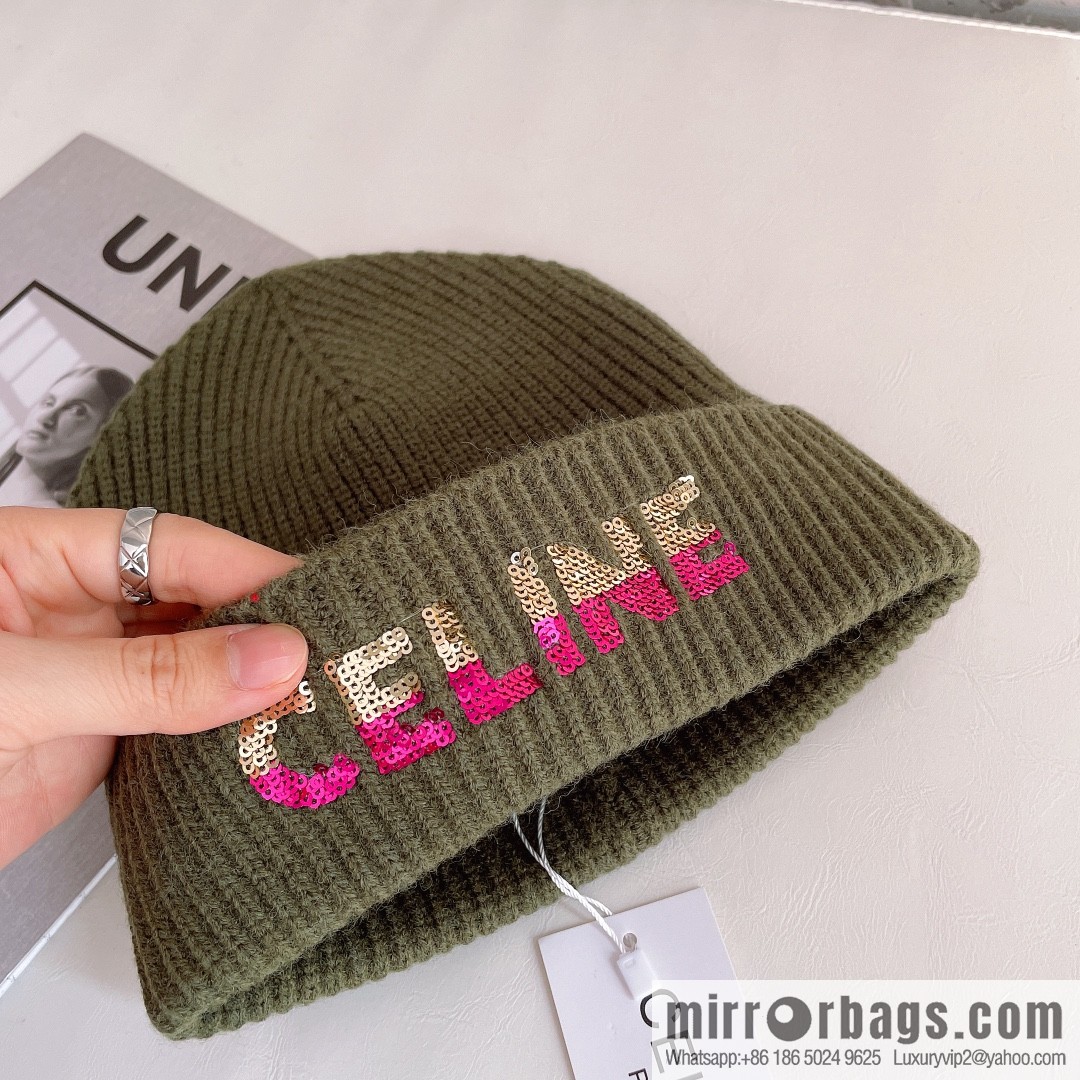 CHANEL CHANEL sequined alphabet knitted wool hat