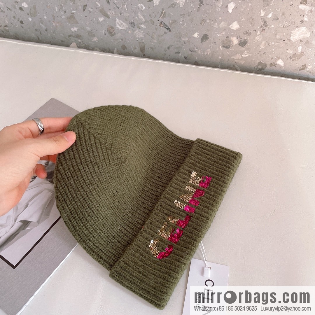 CHANEL CHANEL sequined alphabet knitted wool hat