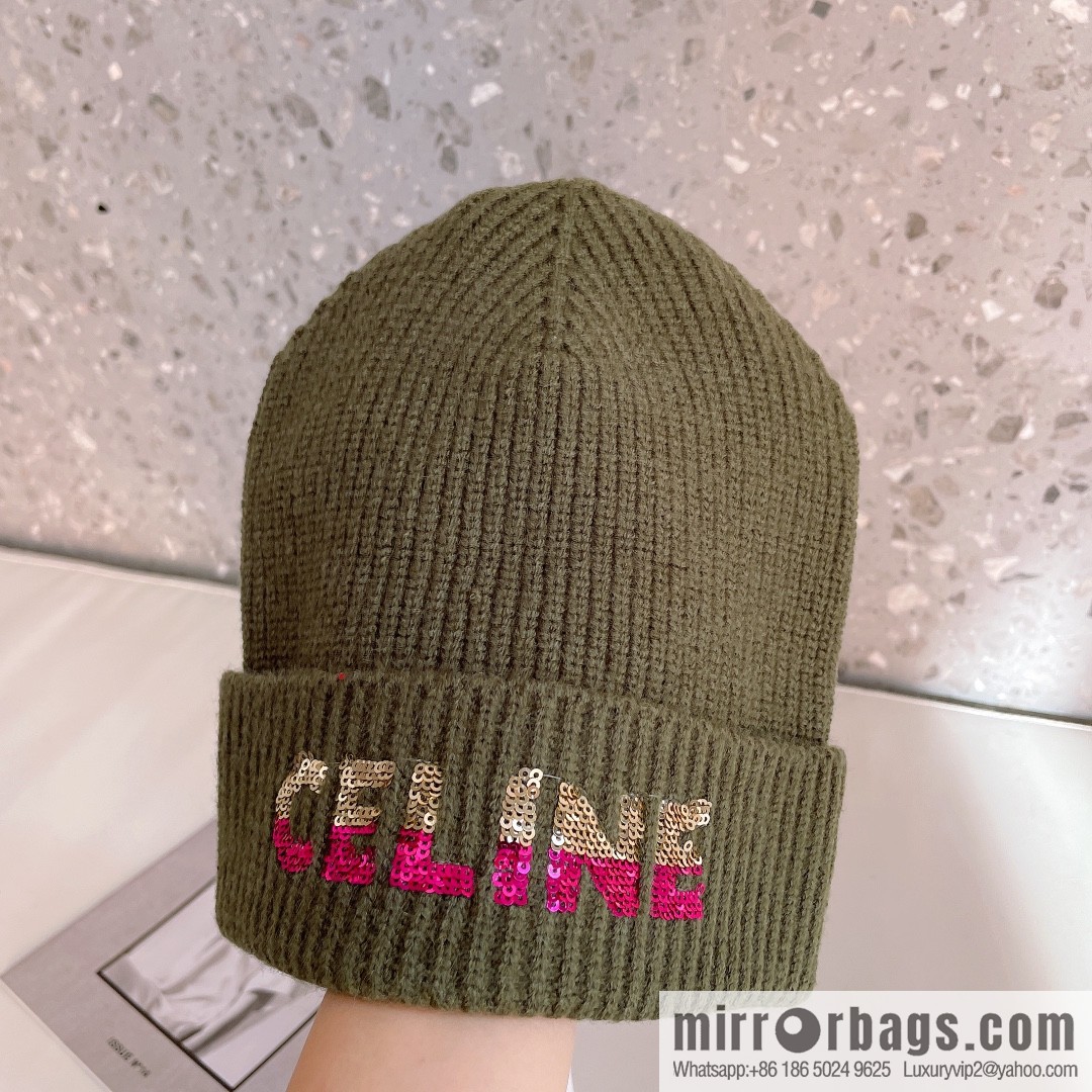 CHANEL CHANEL sequined alphabet knitted wool hat