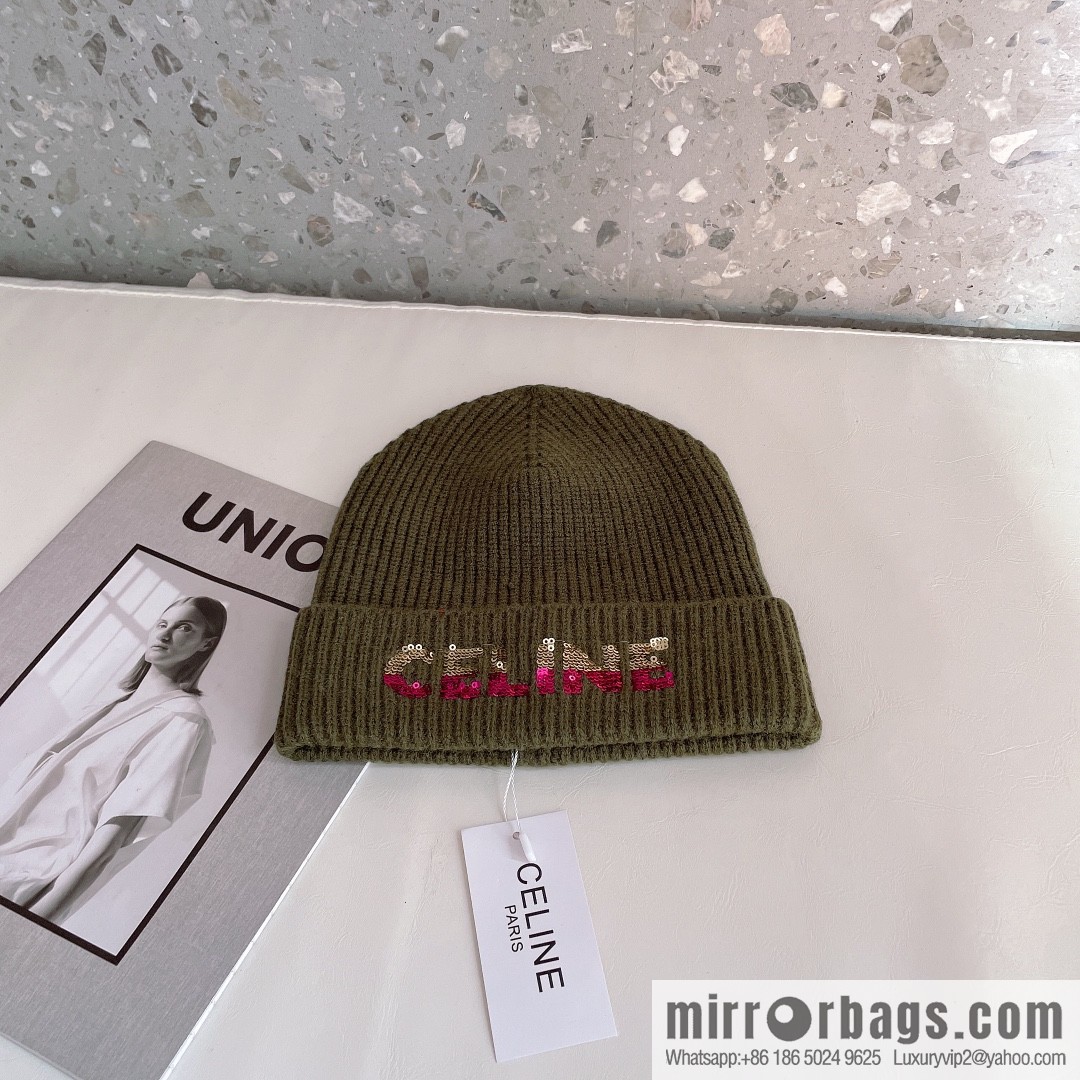 CHANEL CHANEL sequined alphabet knitted wool hat