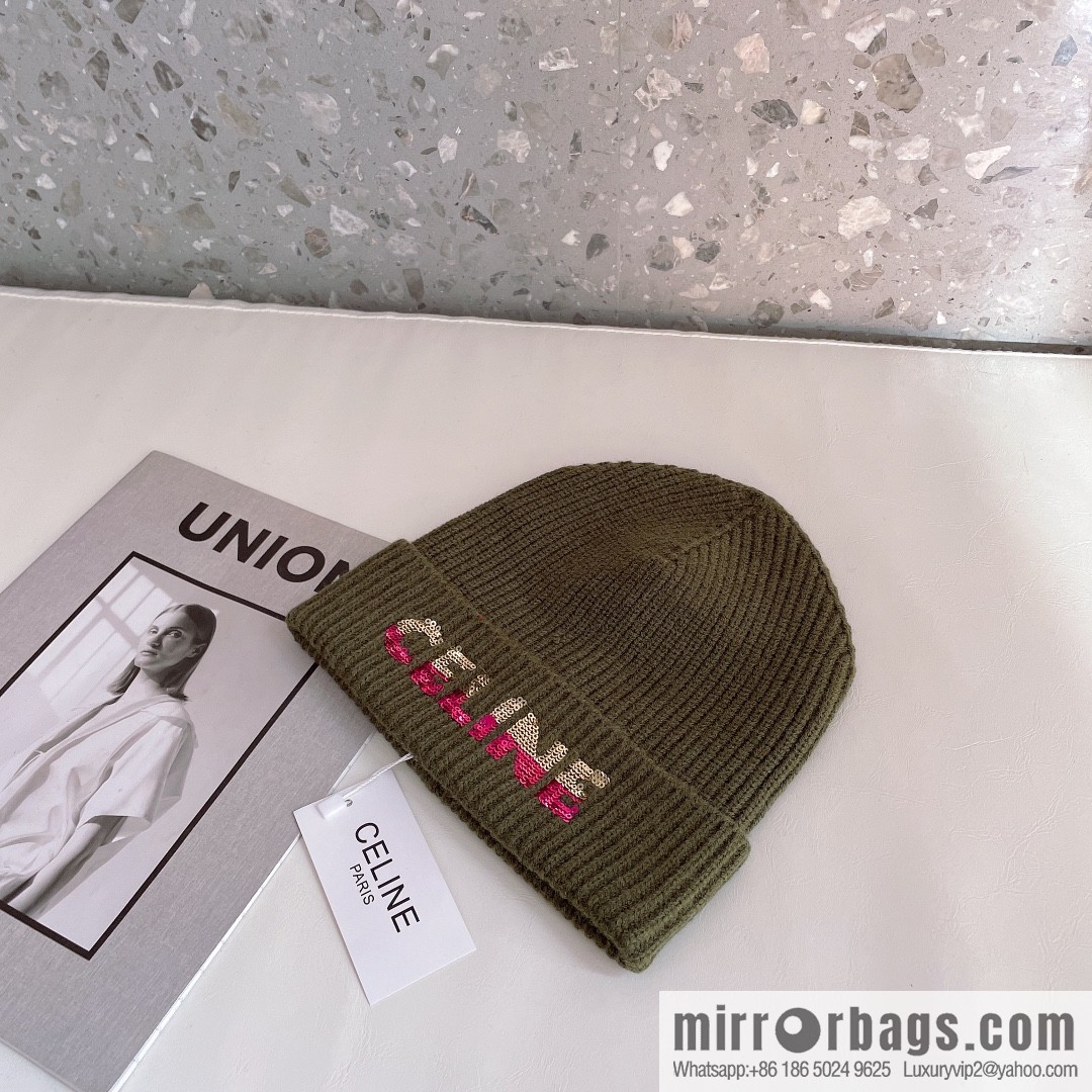 CHANEL CHANEL sequined alphabet knitted wool hat