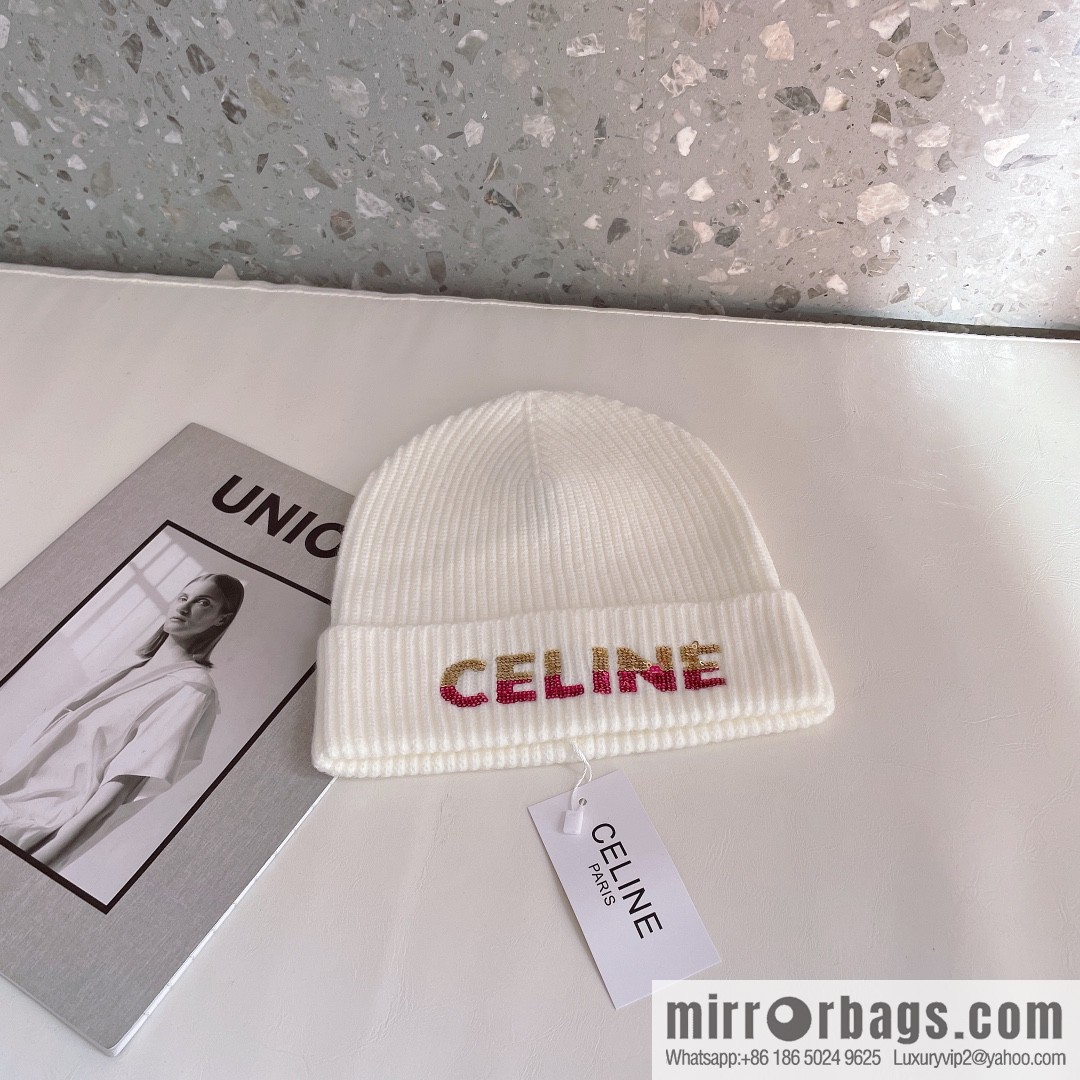 CHANEL CHANEL sequined alphabet knitted wool hat