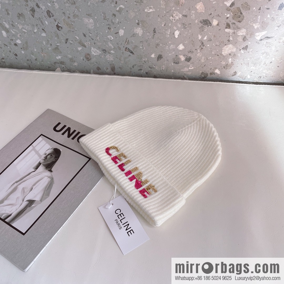 CHANEL CHANEL sequined alphabet knitted wool hat