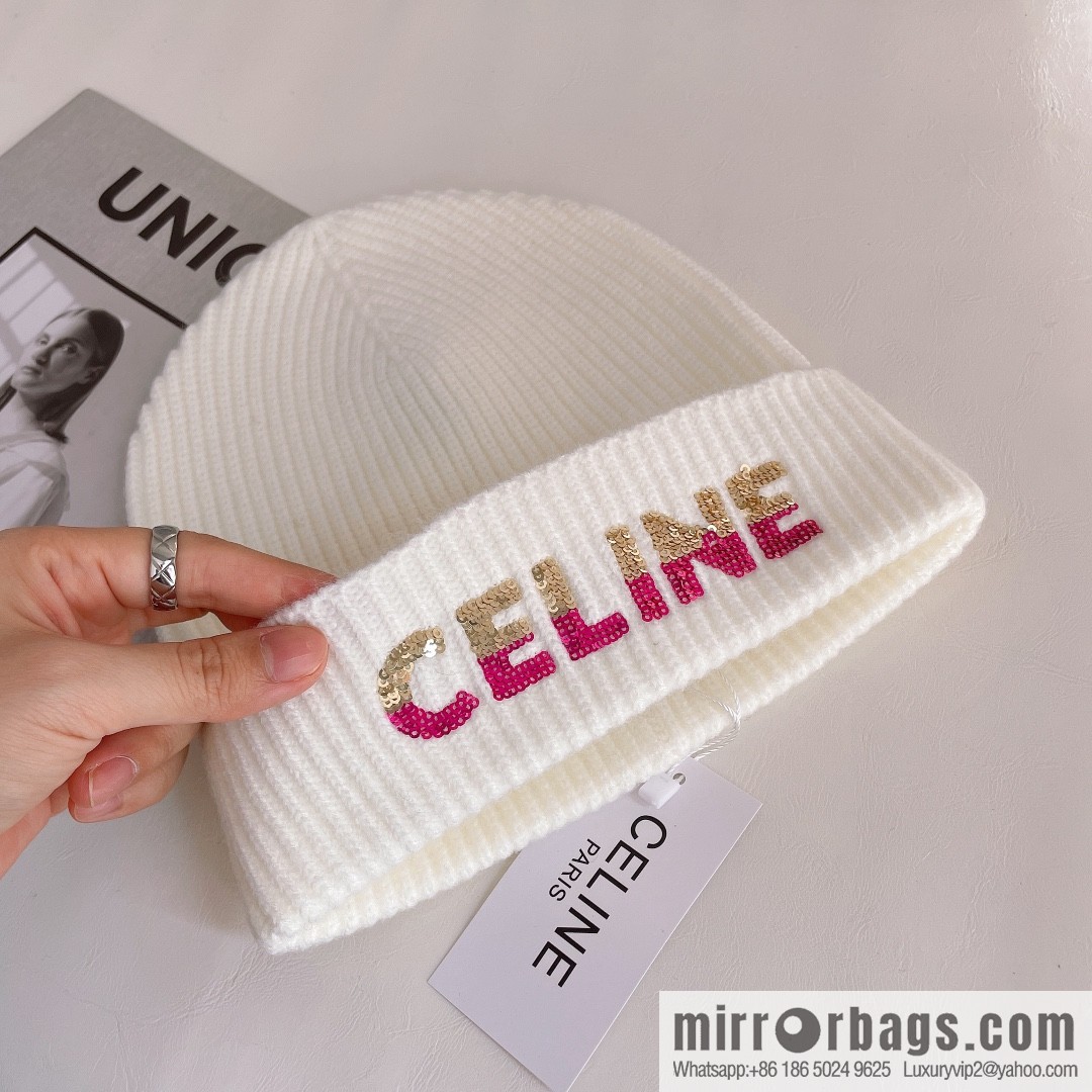CHANEL CHANEL sequined alphabet knitted wool hat