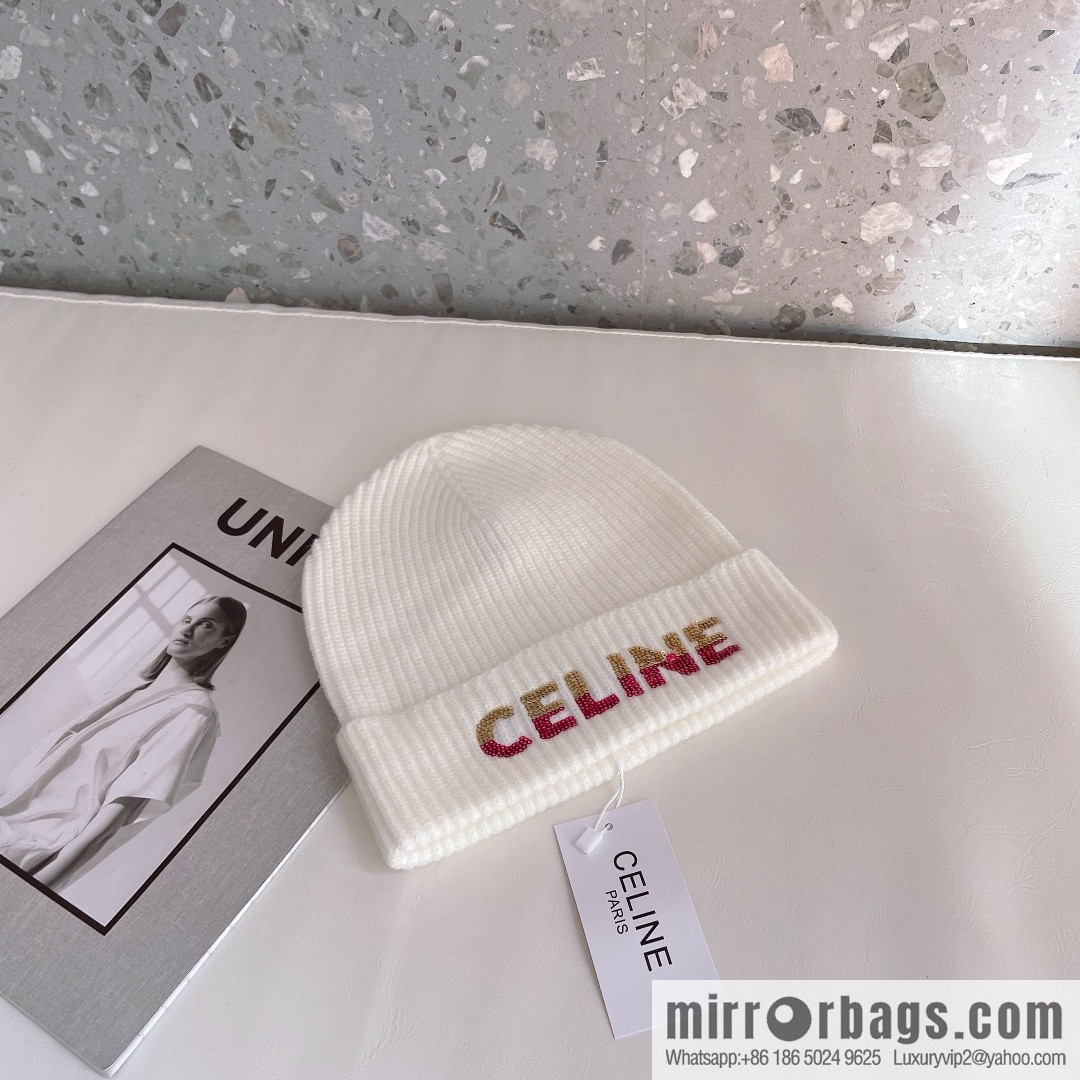CHANEL CHANEL sequined alphabet knitted wool hat
