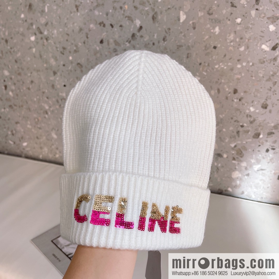 CHANEL CHANEL sequined alphabet knitted wool hat