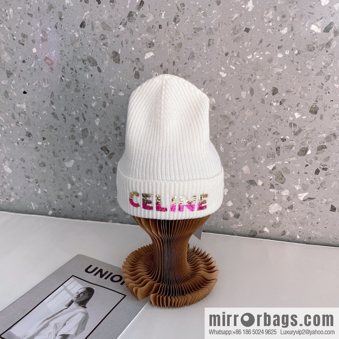 CHANEL CHANEL sequined alphabet knitted wool hat