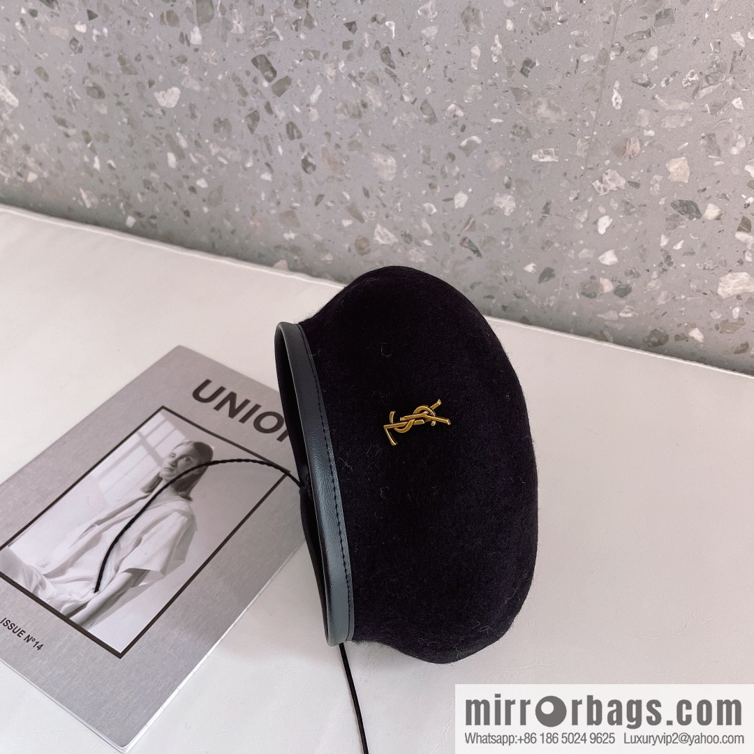 YSL Saint Laurent 2022 new wool simple beret