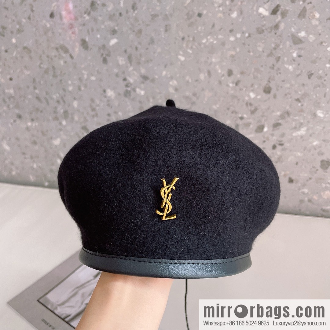 YSL Saint Laurent 2022 new wool simple beret