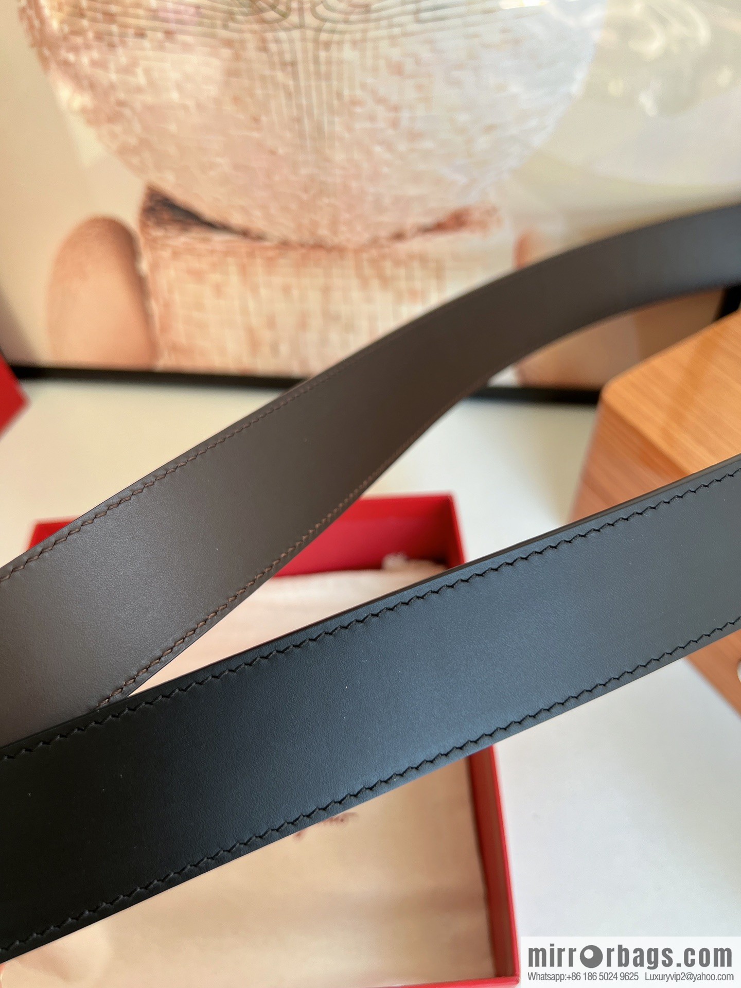 Ferragamo Ferragamo Men's 3.5cm Boutique Metal Buckle Imported Double-sided First Cowhide Belt