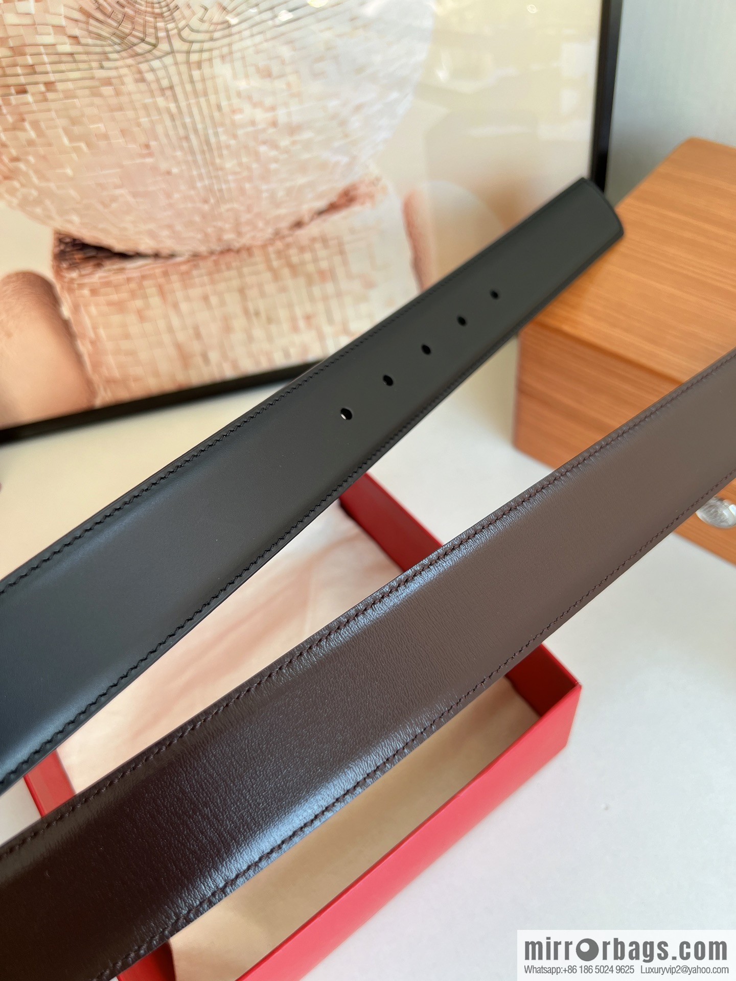 Ferragamo Ferragamo Men's 3.5cm Boutique Metal Buckle Imported Double-sided First Cowhide Belt