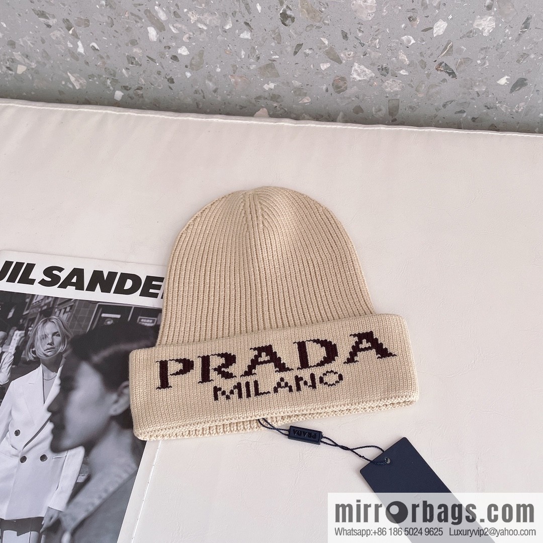 Prada official website latest wool-blend knitted hat