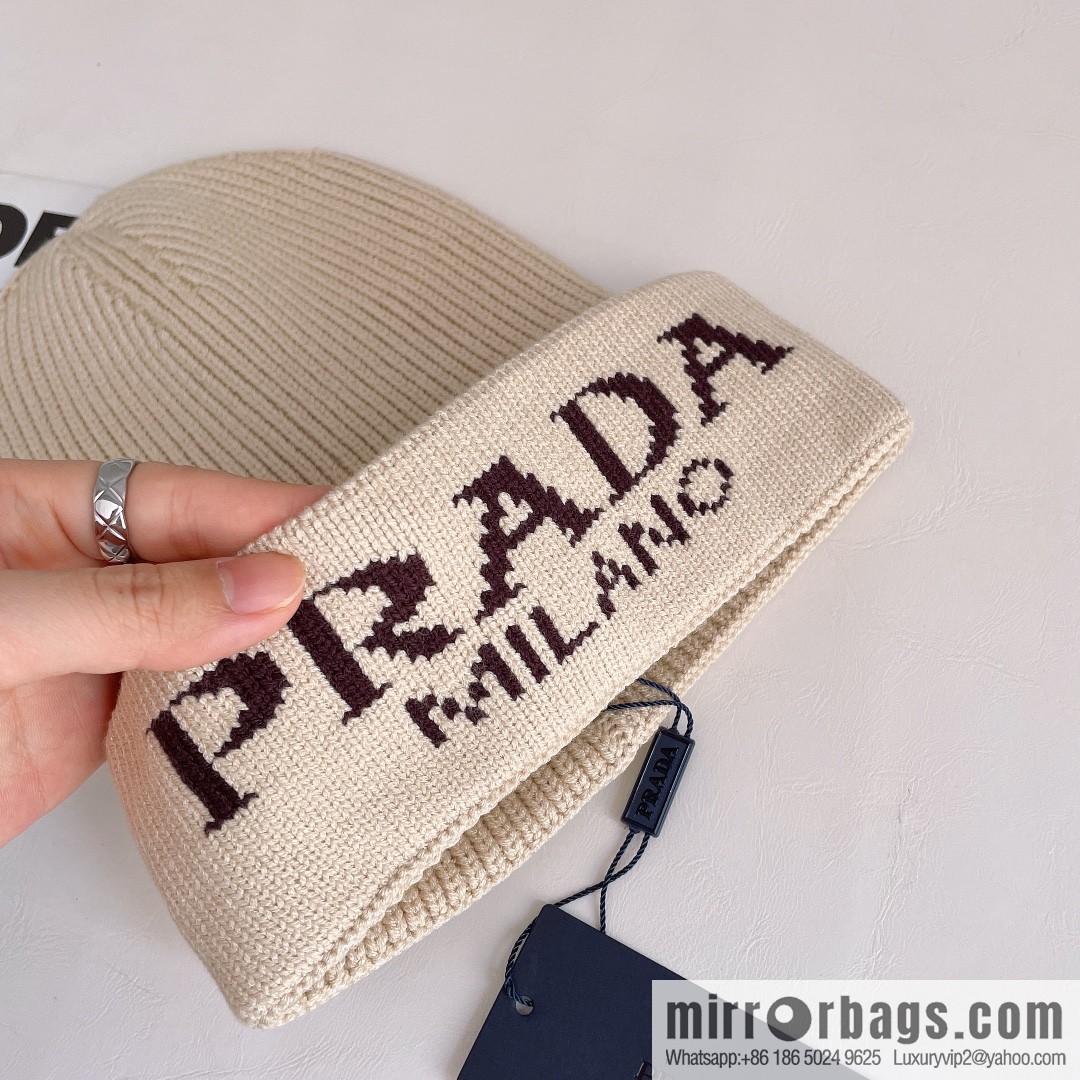 Prada official website latest wool-blend knitted hat