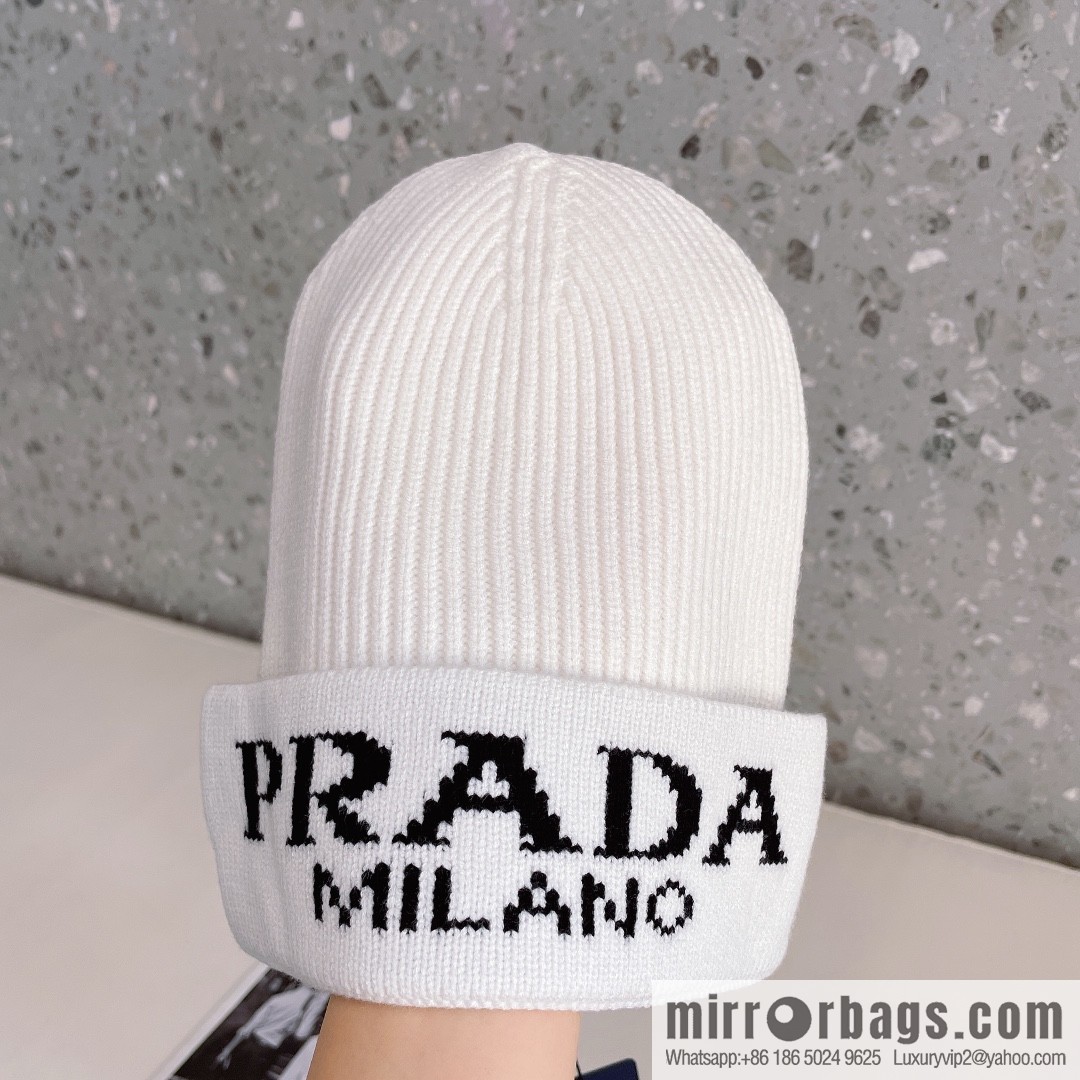 Prada official website latest wool-blend knitted hat