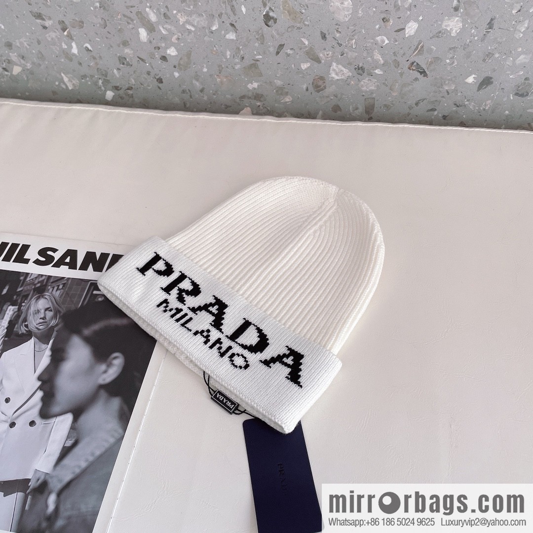 Prada official website latest wool-blend knitted hat