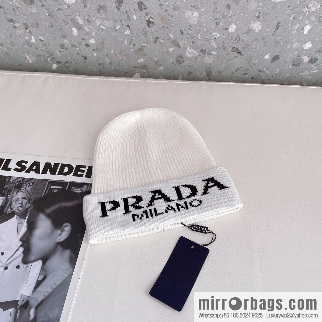Prada official website latest wool-blend knitted hat