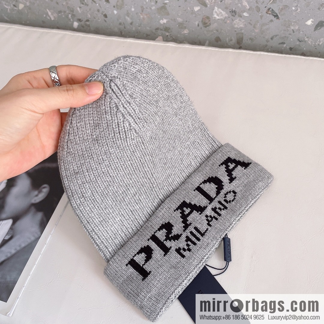 Prada official website latest wool-blend knitted hat