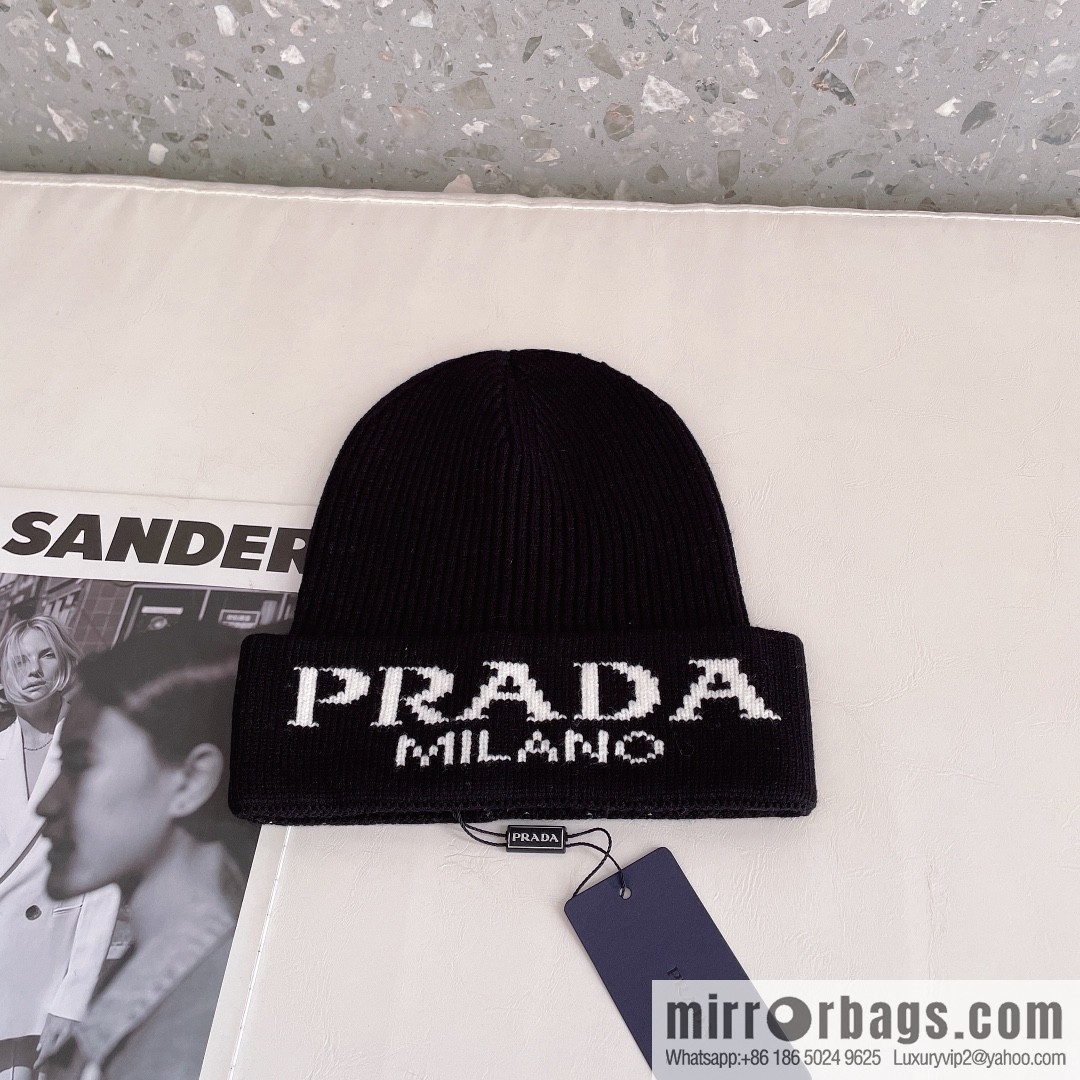 Prada official website latest wool-blend knitted hat