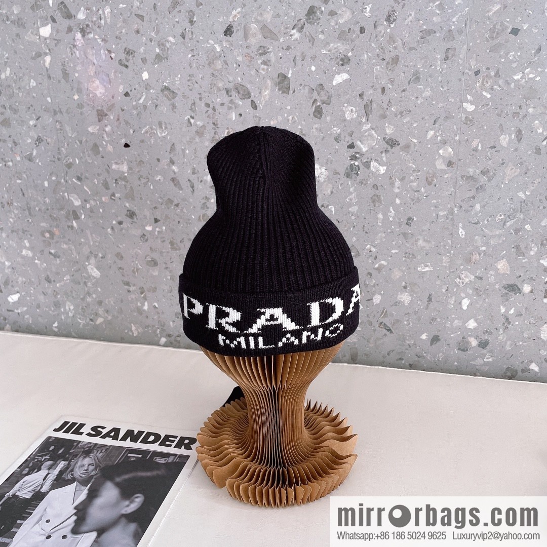 Prada official website latest wool-blend knitted hat