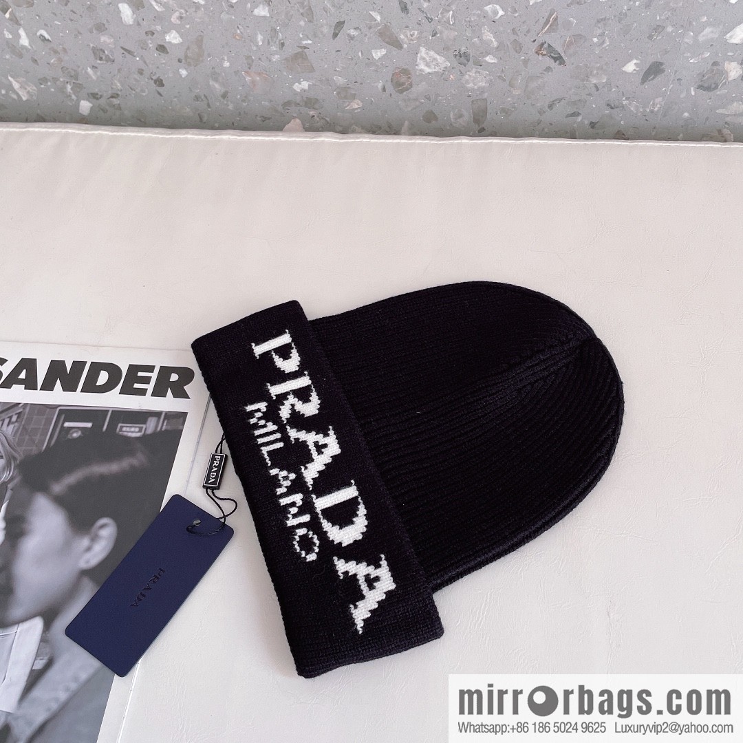 Prada official website latest wool-blend knitted hat