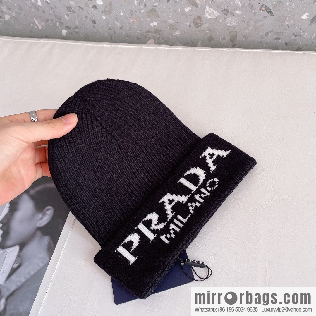 Prada official website latest wool-blend knitted hat