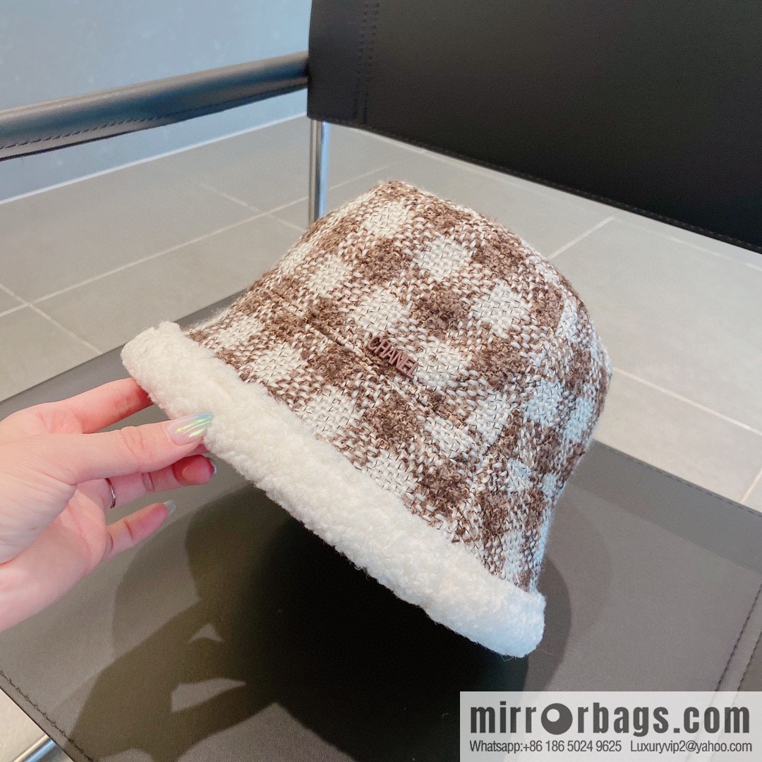 Chanel 2022 autumn and winter new lamb wool bucket hat