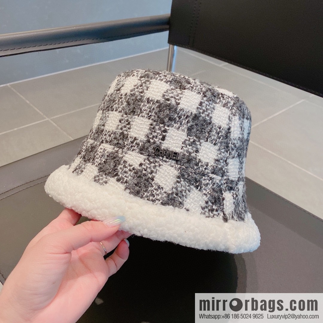 Chanel 2022 autumn and winter new lamb wool bucket hat