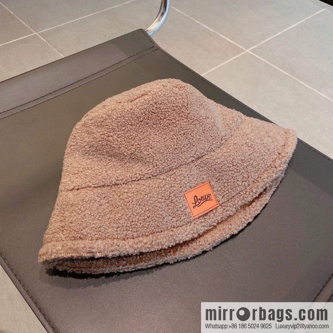 LOEWE 2022 autumn and winter new lamb wool bucket hat