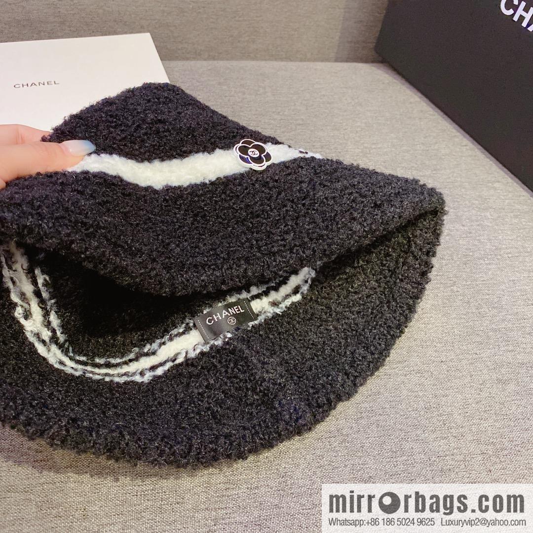 Chanel 2022 autumn and winter new lamb wool bucket hat