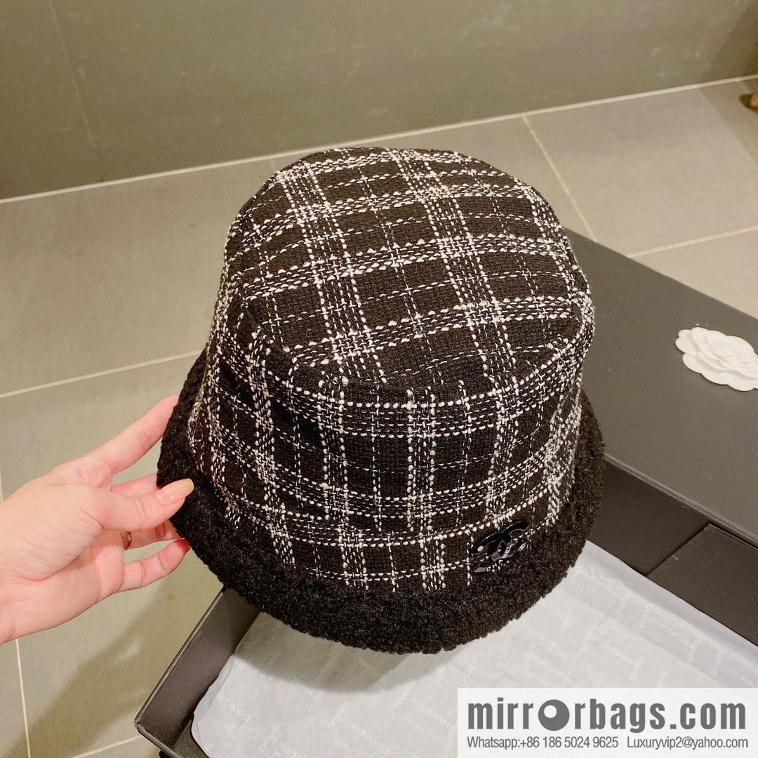 Chanel 2022 autumn and winter new plaid bucket hat