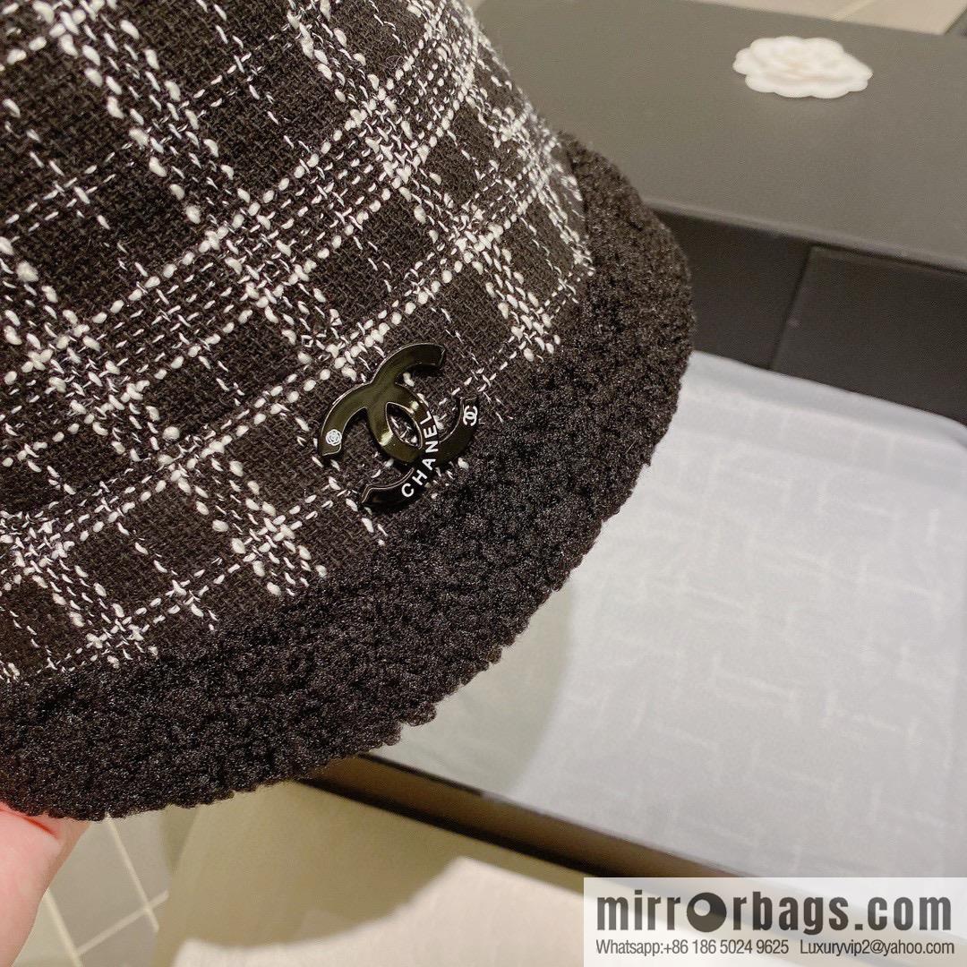 Chanel 2022 autumn and winter new plaid bucket hat