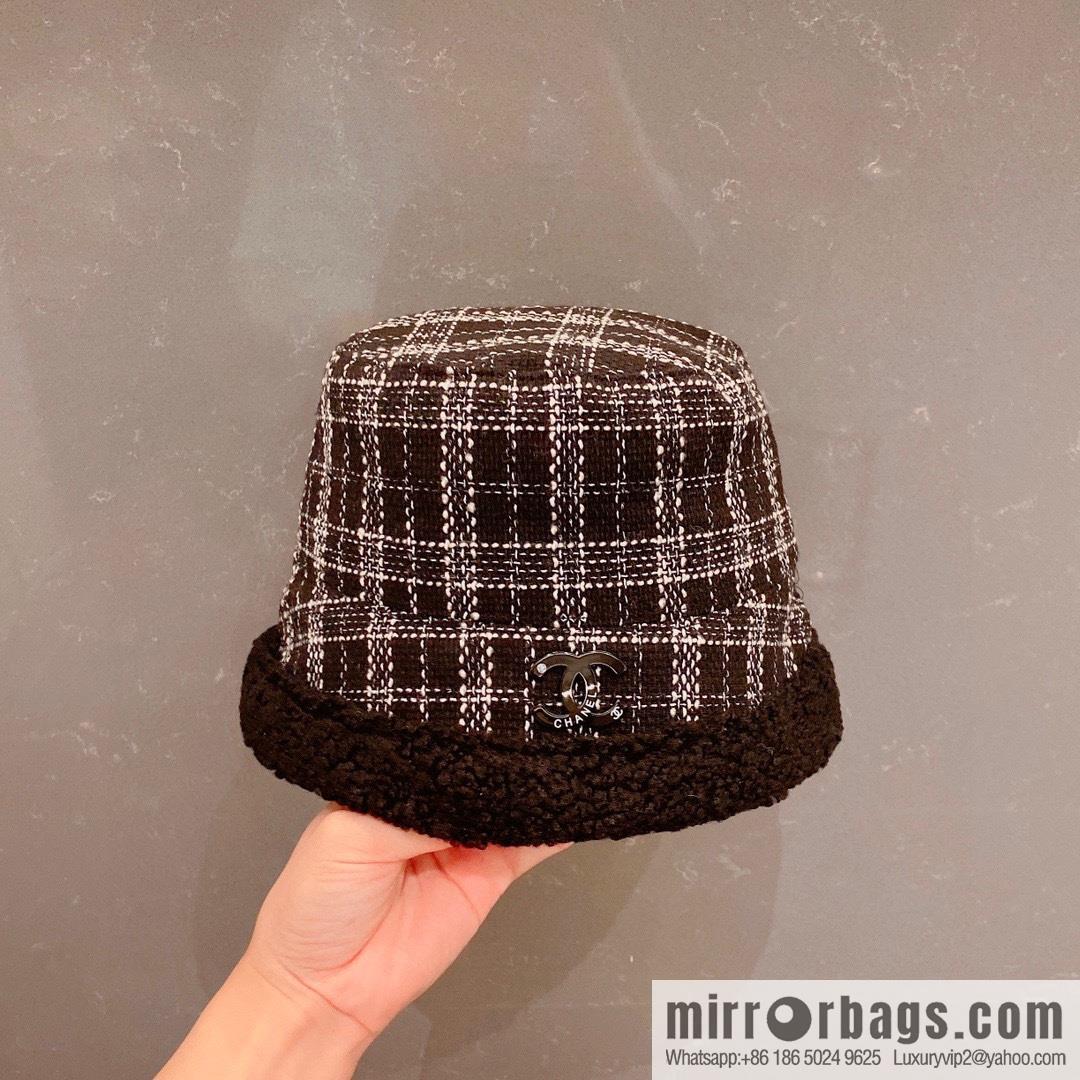 Chanel 2022 autumn and winter new plaid bucket hat