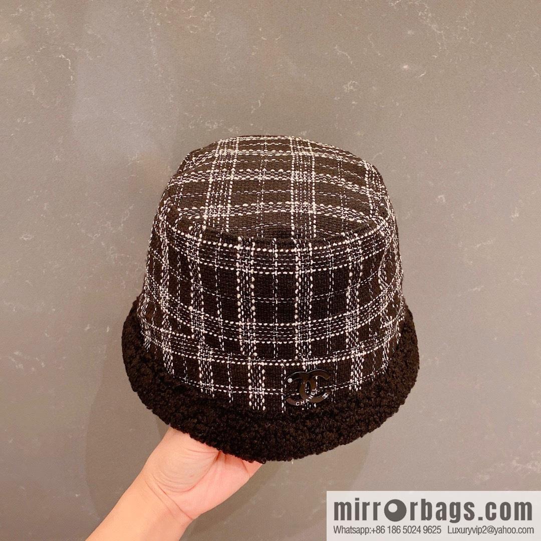 Chanel 2022 autumn and winter new plaid bucket hat