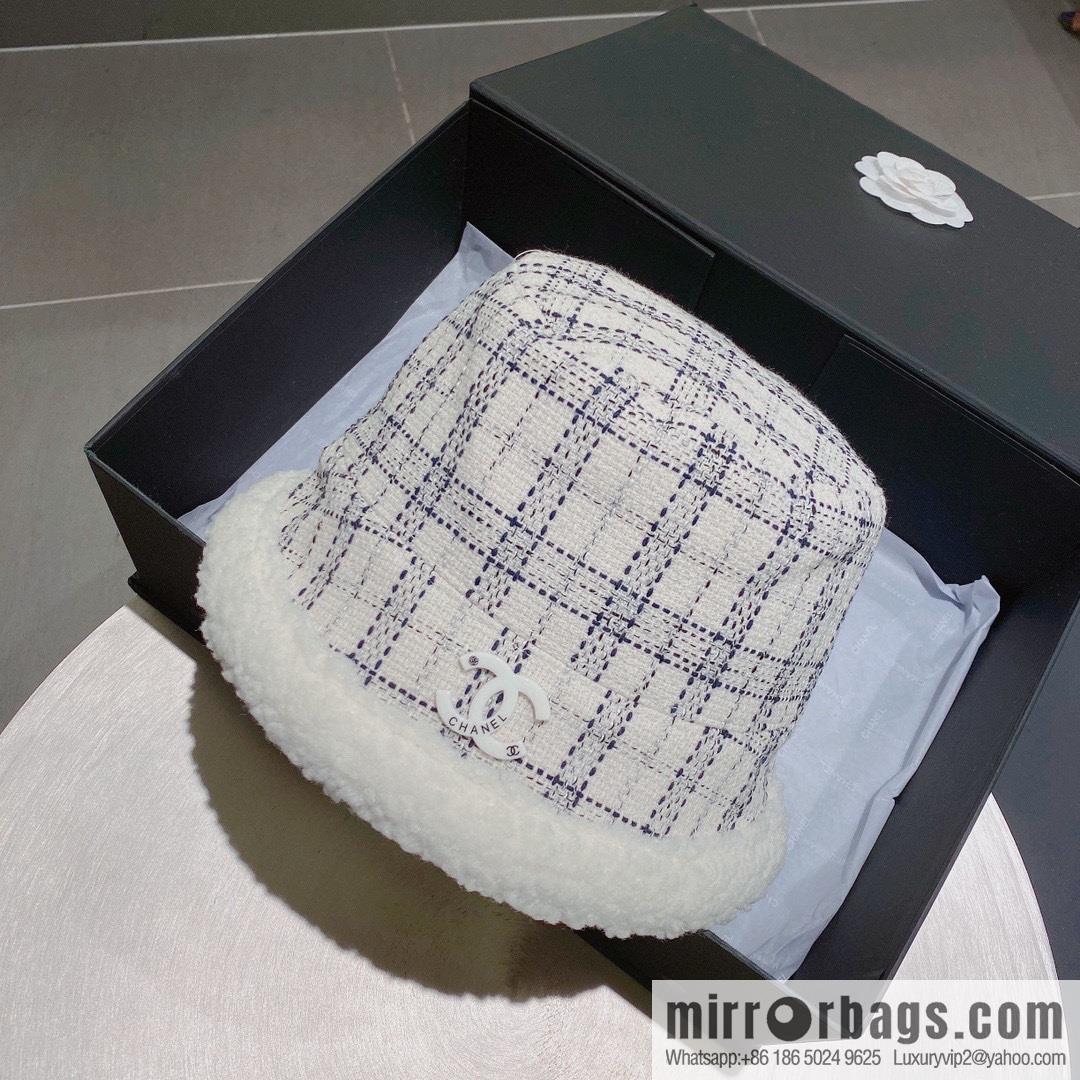Chanel 2022 autumn and winter new plaid bucket hat
