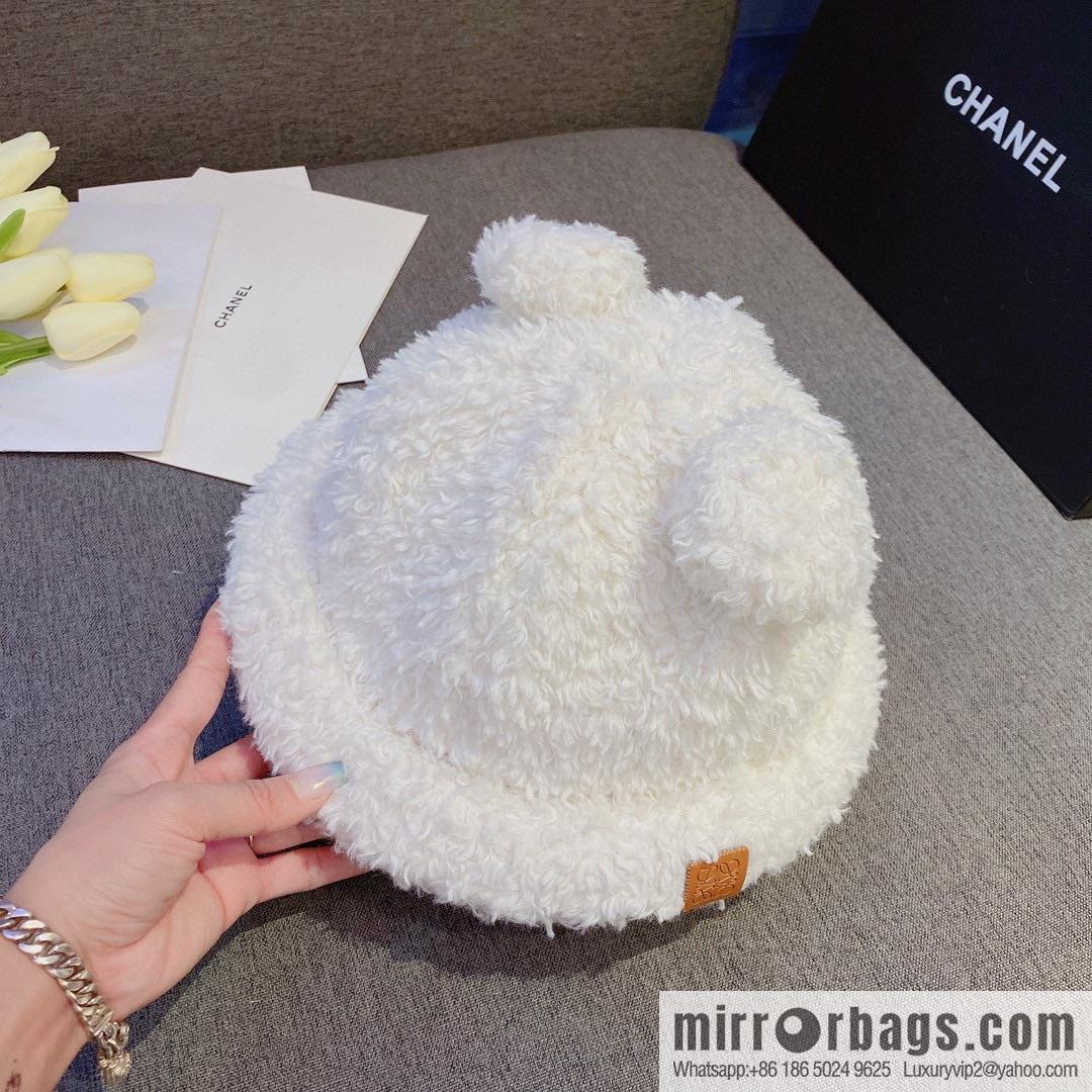 LOEWE 2022 autumn and winter new lamb wool bucket hat